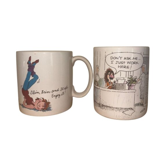Vintage Hallmark & Applause Mugs - 2 Cartoon Humor Designs - Ceramic - Made In J - Picture 1 of 5
